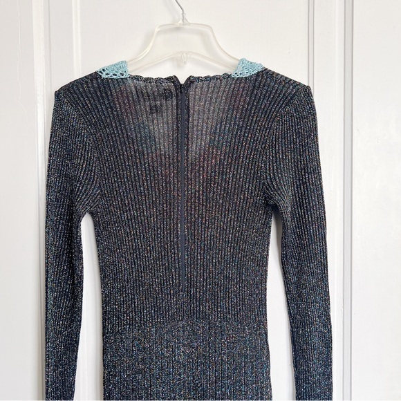vintage • 1970s Wenjilli lurex maxi dress gown ribbed knit metallic sparkle 70s - Picture 10 of 11